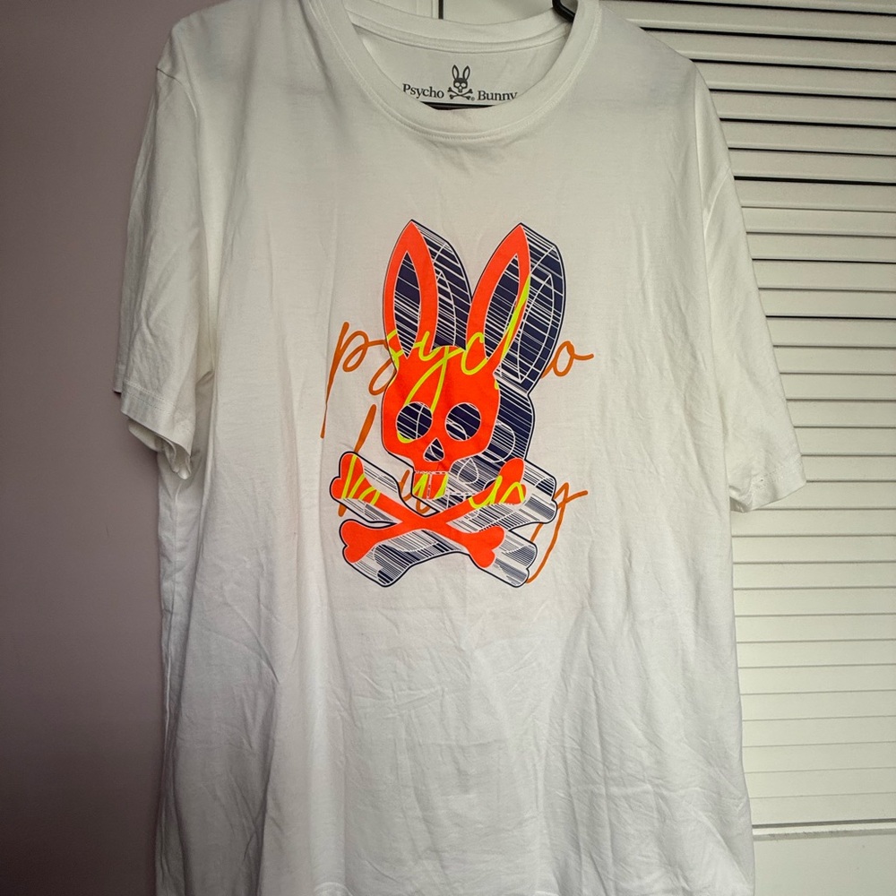NWOT Psycho Bunny Neon Skull Graphic Tee - White